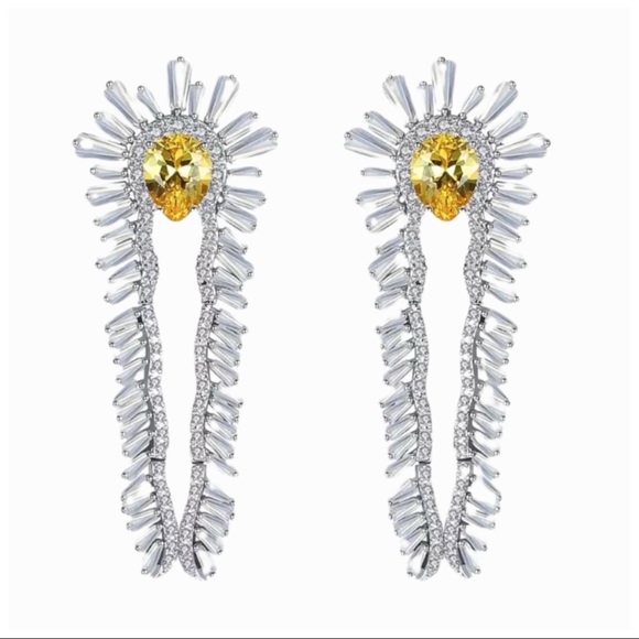 🎁 The Artys Swarovski Crystals Art Deco Long Earrings - Picture 1 of 4